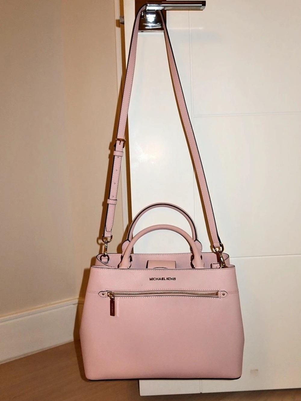 Michael Kors Medium Leather Satchel Pink